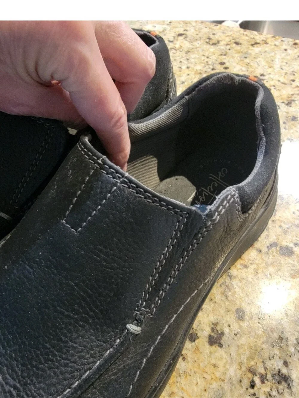 Clarks #14885 Black Pebbled Mens Ultimate Comfort Loafer Shoes 11W